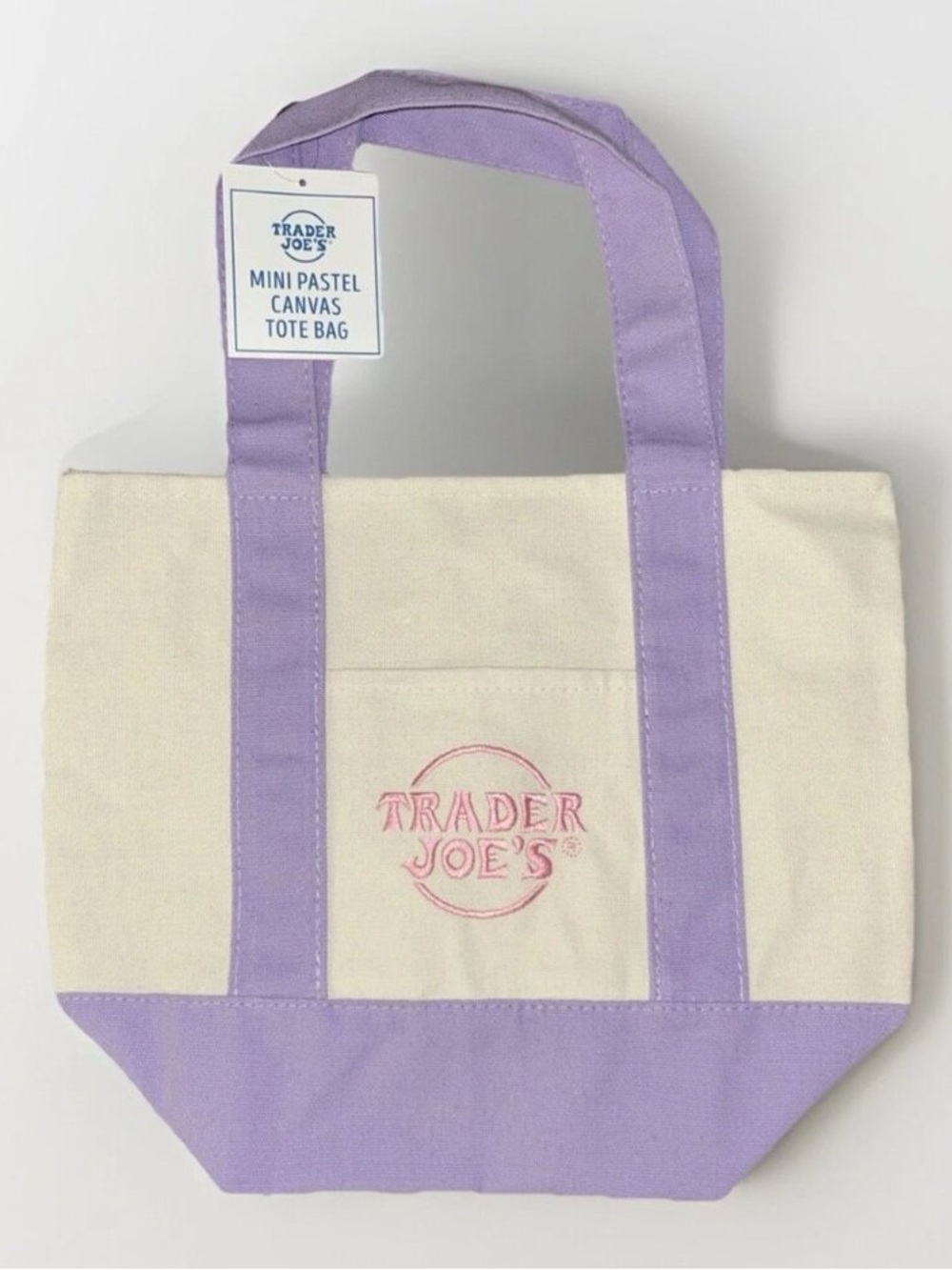 🪻Trader Joe's Lavender & Cream Canvas Tote 🪻